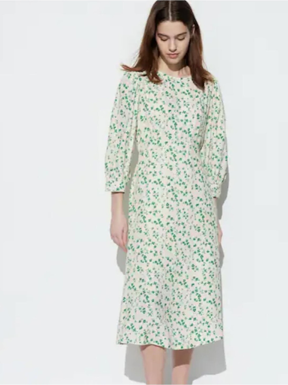Uniqlo Printed 3/4 Sleeve Flare Dress